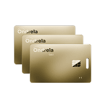 Trois cartes traceur Ondrela dor&eacute;es empil&eacute;es